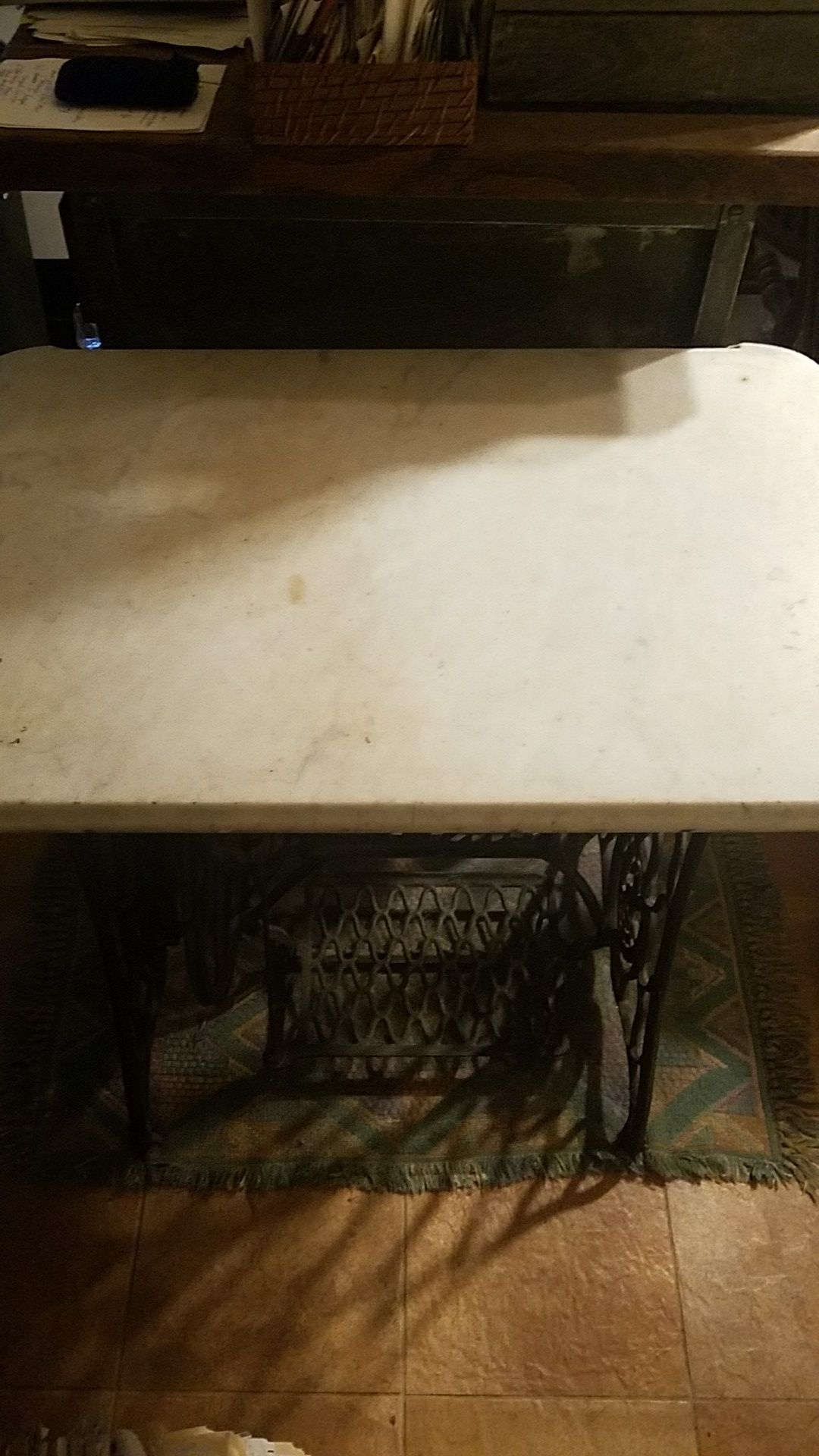 Antique Singer Sewing Stand with Marble Top