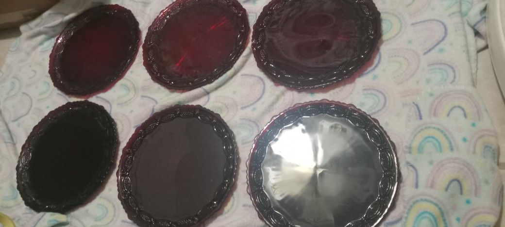 Avon "RED" cape Cod Glassware Collection , Everything Sold As A Lot 