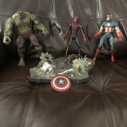 Marvel Select Zombies Lot Spider Man, Captain America & Hulk
