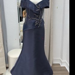 Stunning Terani Couture Mikado Gala Dress - Excellent Condition Size 8 Navy Blue