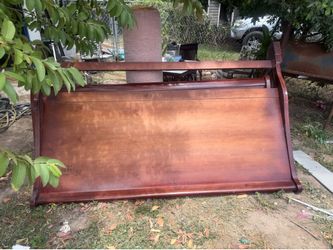 King size sleigh bed with mattress and box spring