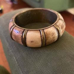 Wood Metal Brass Bracelet Bone