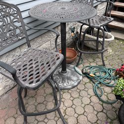 Metal Patio Table And Two Chairs