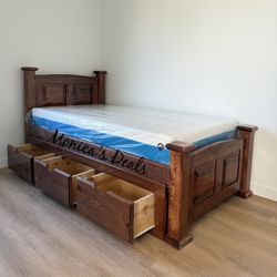 Twin Solid Wood Bed With 3 Drawers And Memory Foam Mattress $620