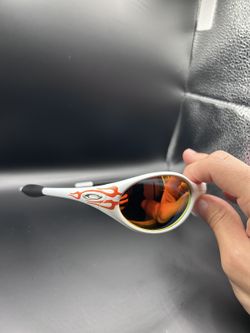 White and Red Flame Reflective Sunglasses