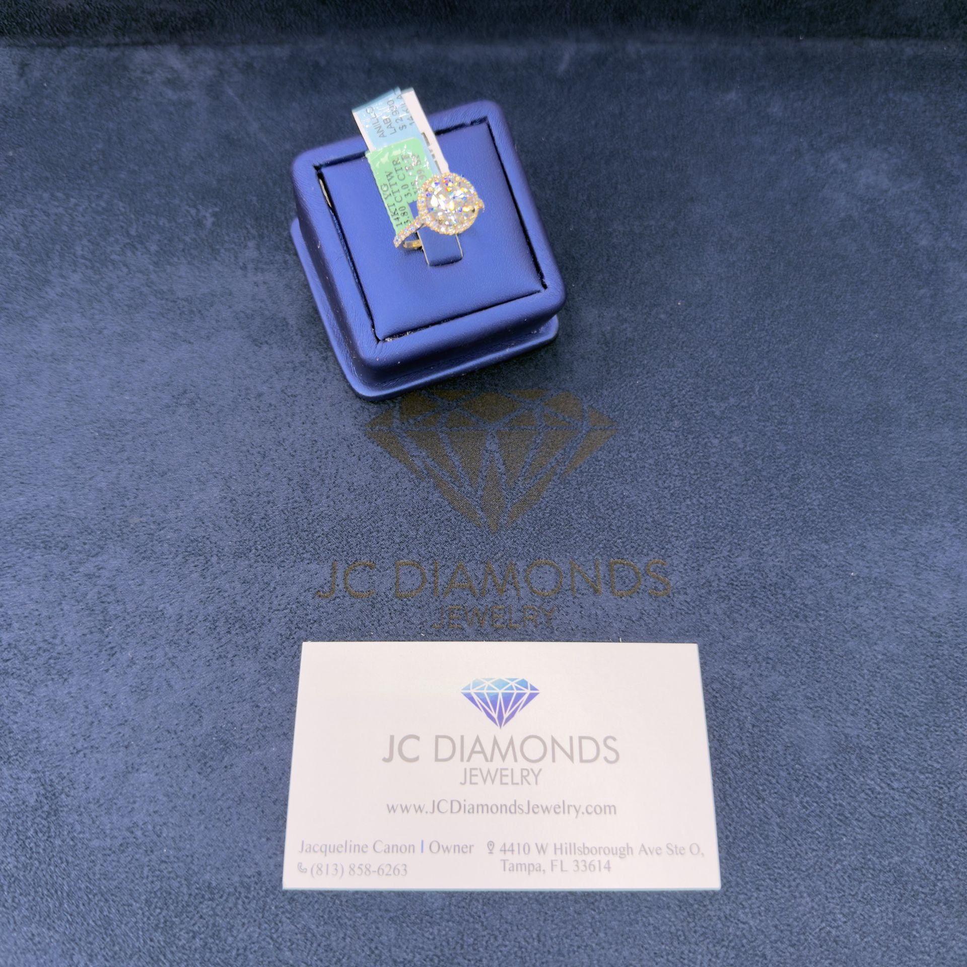 Ring Round Lab Diamond Center Stone 14k Gold