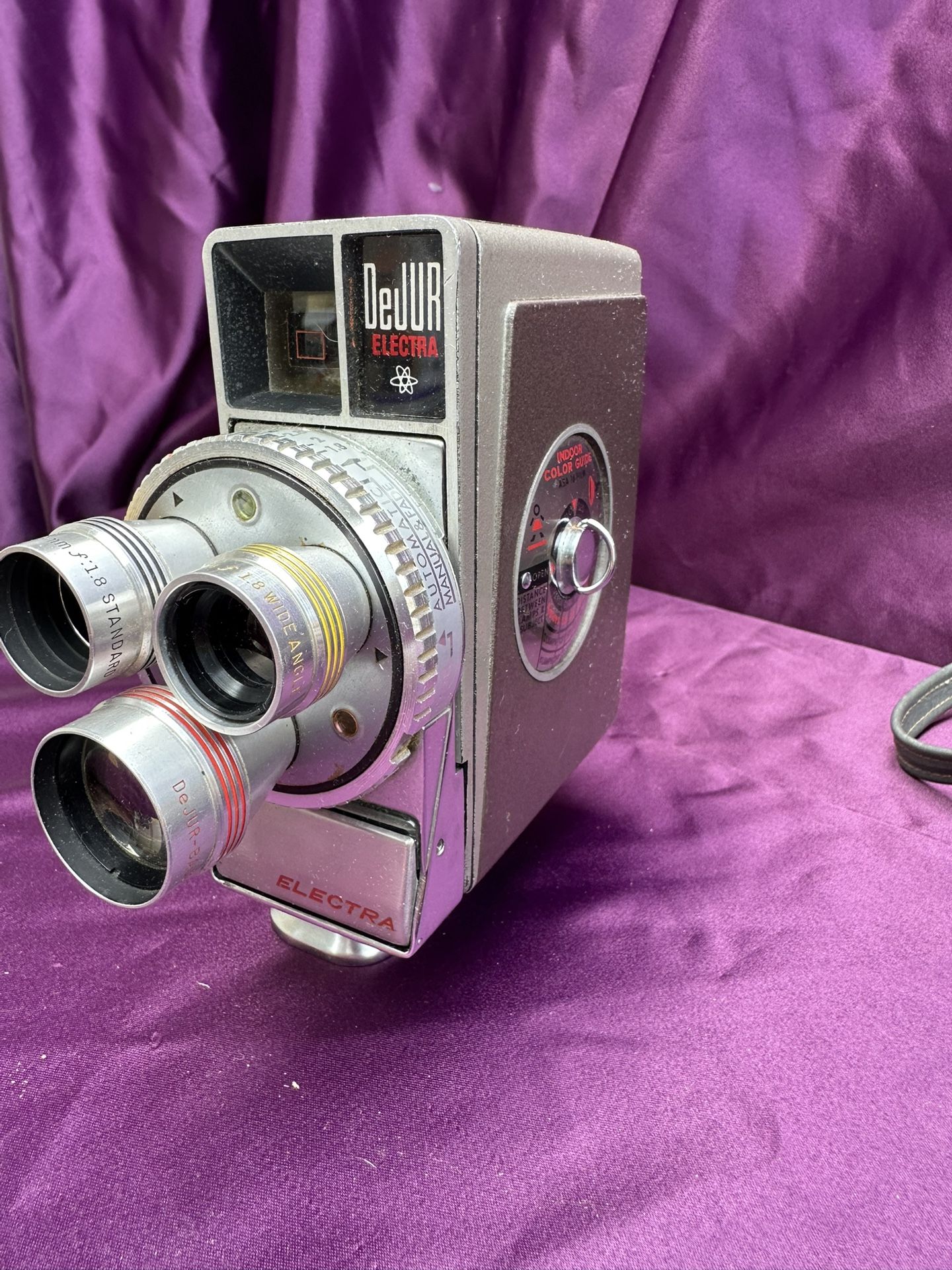 DeJUR Electra Regular 8 mm Movie Camera with 3-Lens Turret With Papers And Bag
