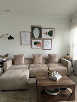 Suede Beige Luxury Modular Sectionalh Sofa
