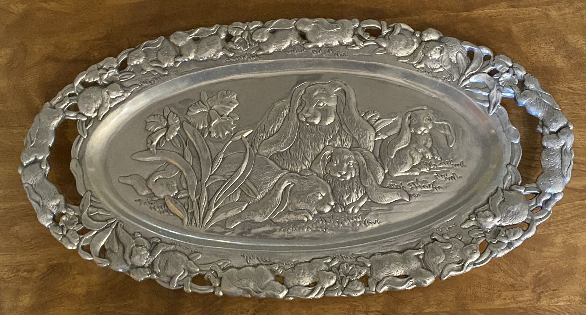 Vintage Arthur Court Bunny Rabbit Tray.   23” x 13”