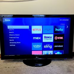 55” LG SMART TV PACKAGE: High-End 1080p Television LIKE NEW with Stand, Remote, and ROKU