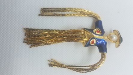 Vintage Brooch Scarecrow Gold Tone Enamel