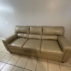 Tan Leather Couch 