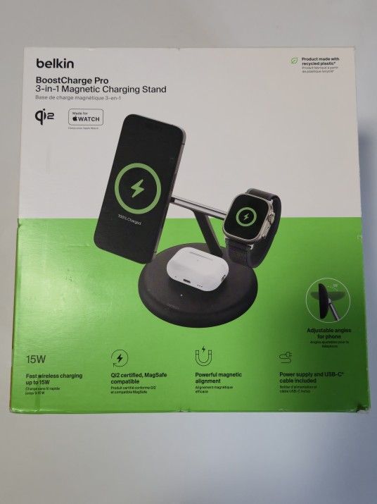 Belkin BoostCharge Pro 3-in-1 Wireless Charging Stand with Qi2 15W