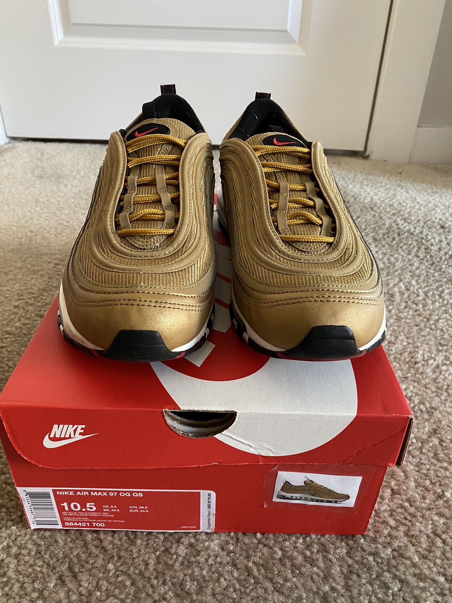 2018 Gold Air Max 97 Size:10.5