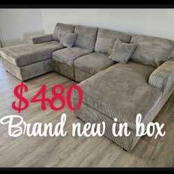 Brand New In Box 2pc Sectional Sofa Set RAF/LAF Chaise & Armless Chair x 2  