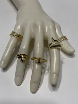 High-quality 14k gold-laminate jewelry for daily wear; rings in various designs. $8 $9