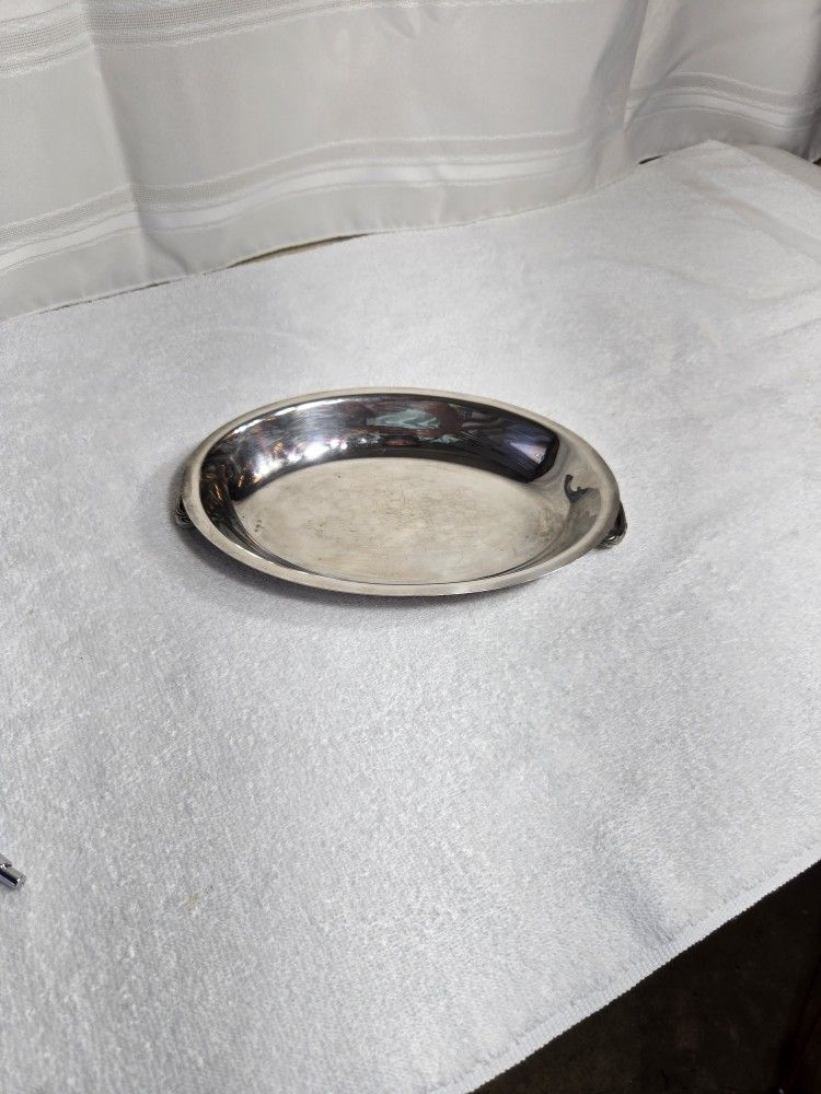 Silver-Plated Oval Serving Platter with Handles