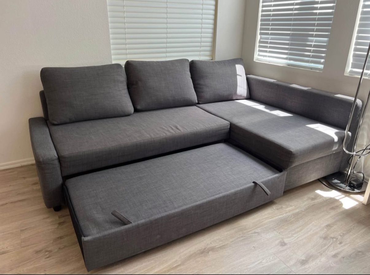 Gray L-Shape Sleeper Sofa (Interior Storage/Reversible Chaise)