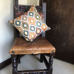 Antique Spanish Leather Chairs (2)