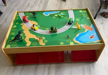 Wooden Play Table with 3 Storage Bins.