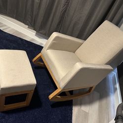 Nursery Glider Rocking Chair with Ottoman - Beige