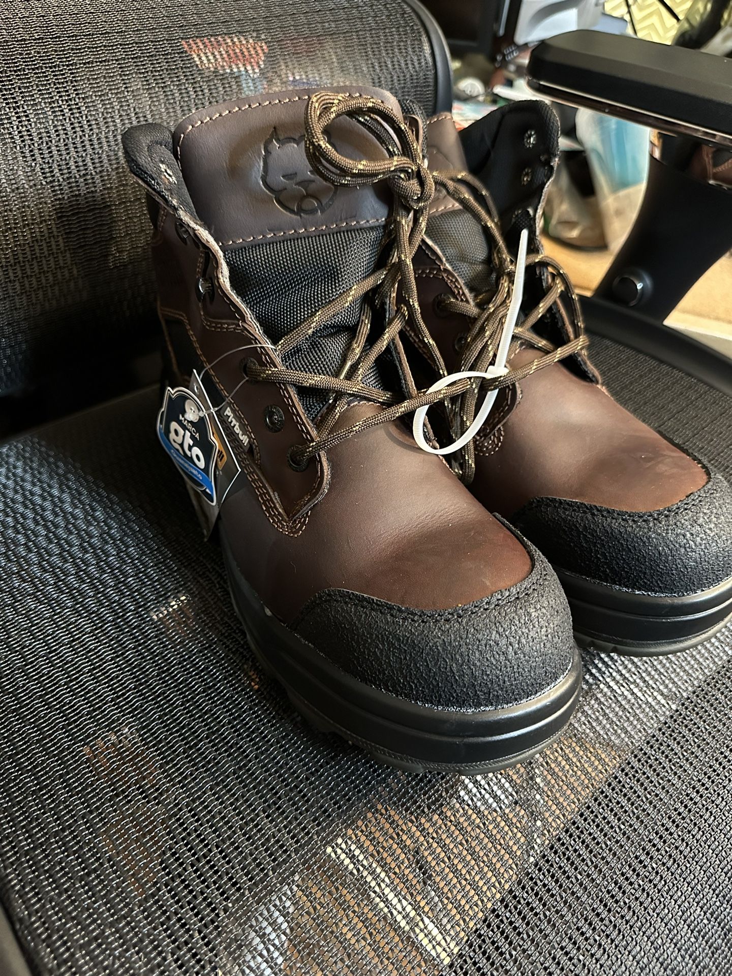 Genuine, leather, steel toe boots