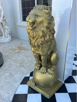 life-size Bronze lions