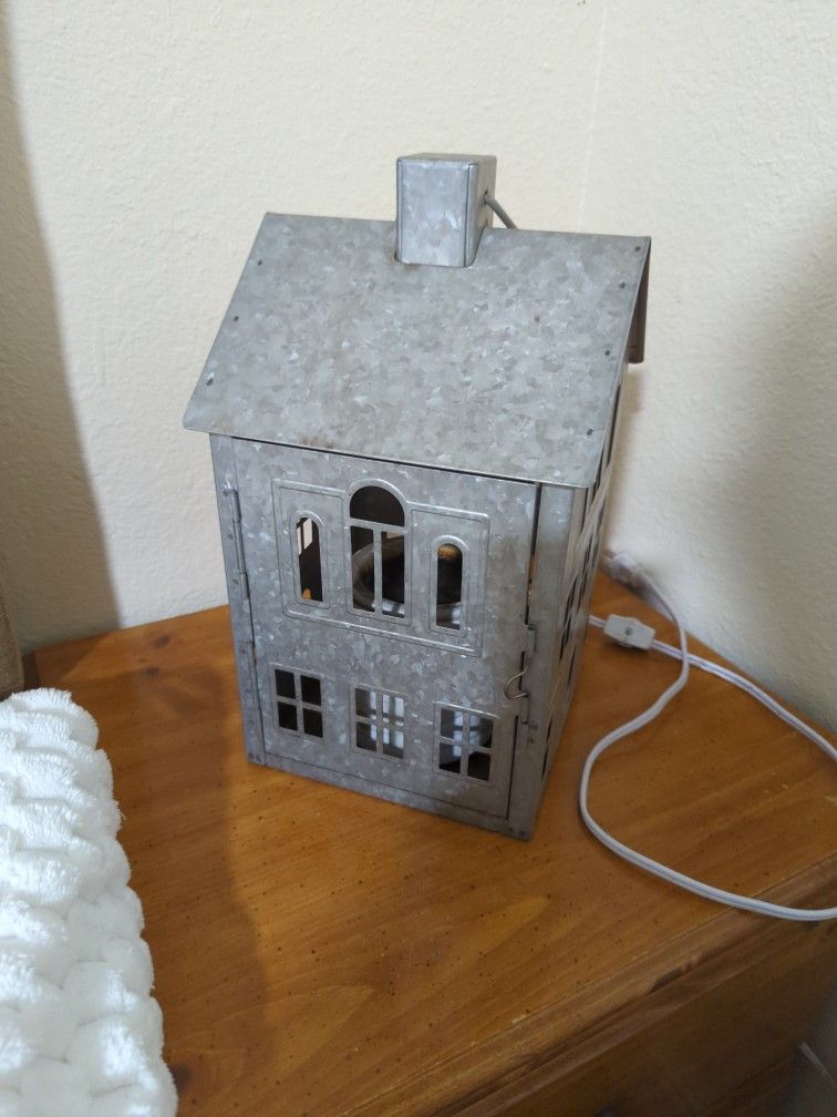 Galvanized House Candle Holder