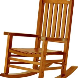 Wooden Oversized Porch Rocker Chair with High Back and Armrest
