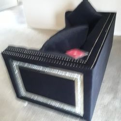 New Sofa And Loveseat Black Velvet