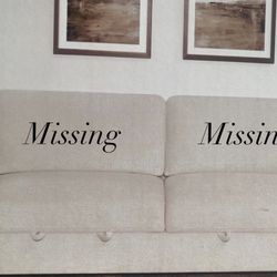 Fabric Sofa With Storage / Missing Both Loose Back Cushions