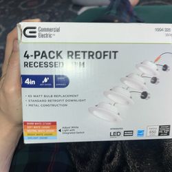 Commercial Electric 4" LED Retrofit Recessed Trim Selectable Color 4-Pack NEW