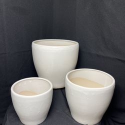 Small White Ceramic Pots-Garden Planters ,$45  set of 3