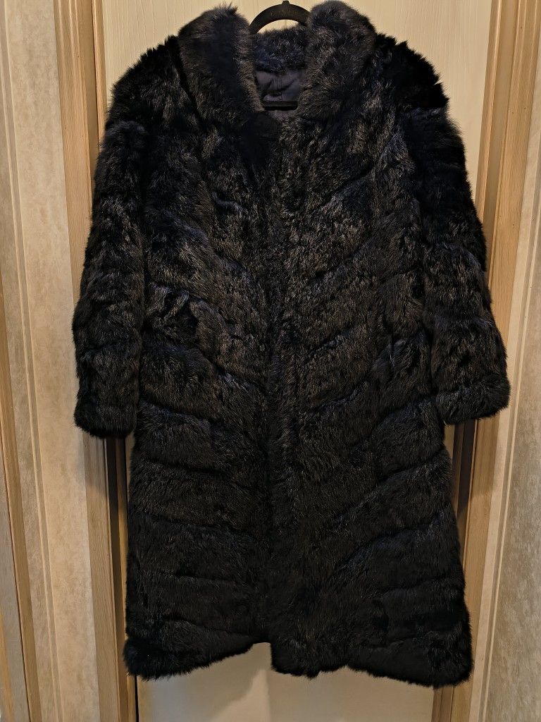 Genuine Blue Black Mink Full Length Coat