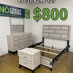 Queen Size Bedroom Set Color Beis Include Bed Frame Dresser Mirror And Nightstand Brand New
