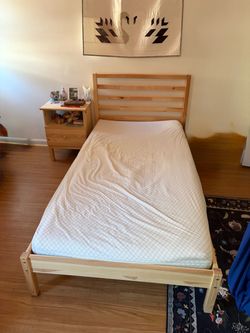 IKEA TARVA wooden twin bed and nightstand