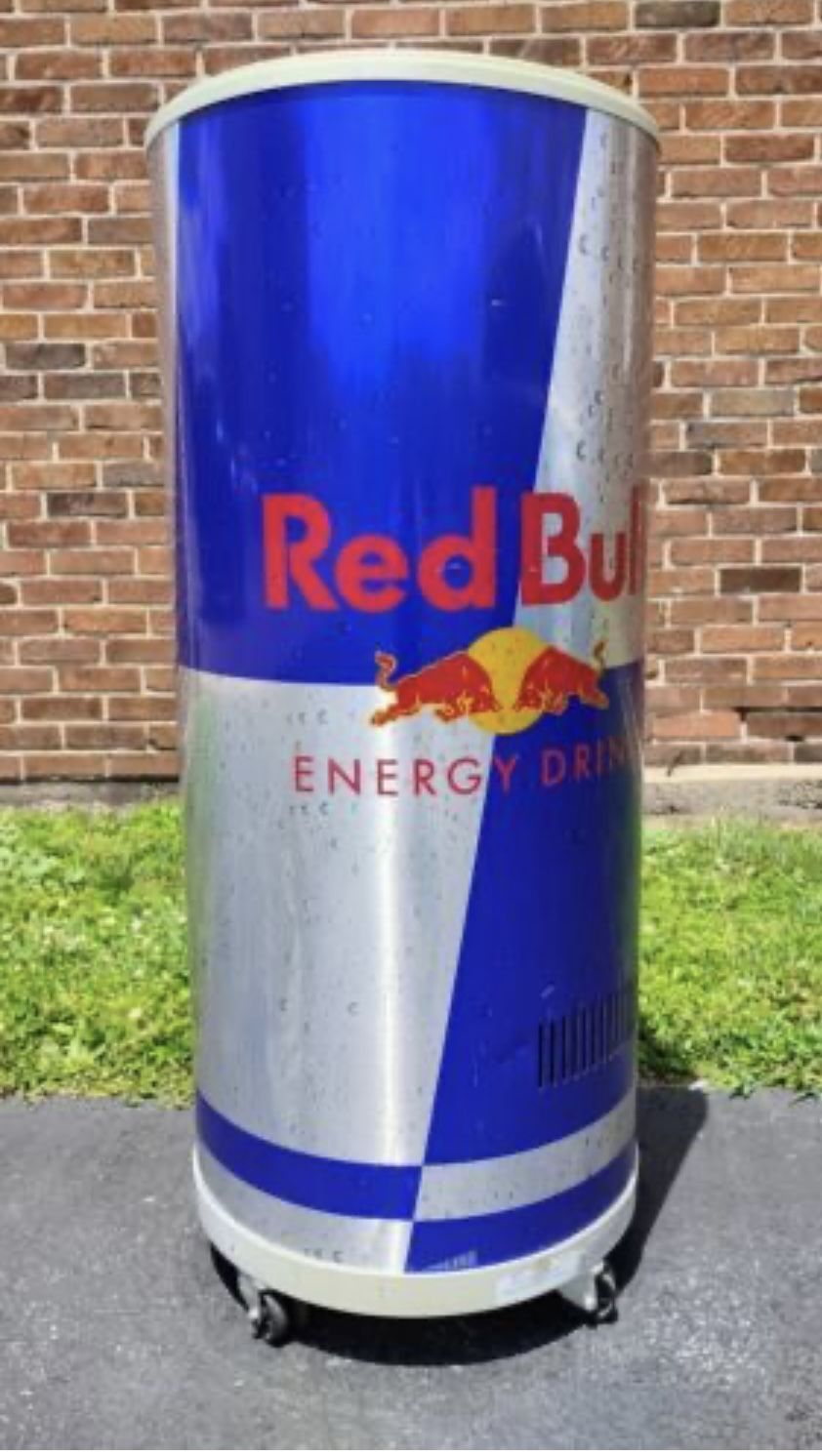 Red Bull Energy Drink Can Display Fridge Cooler Wheeled Ice Chest Vestfrost 42