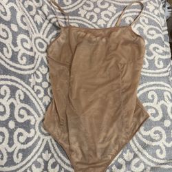 SKIMS Size XL Glissenette Sienna Scoop Neck Sheer Bodysuit Shimmery NWT