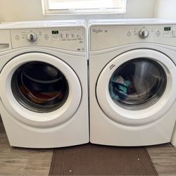 White Whirlpool Duet Front Loading Washer & Dryer