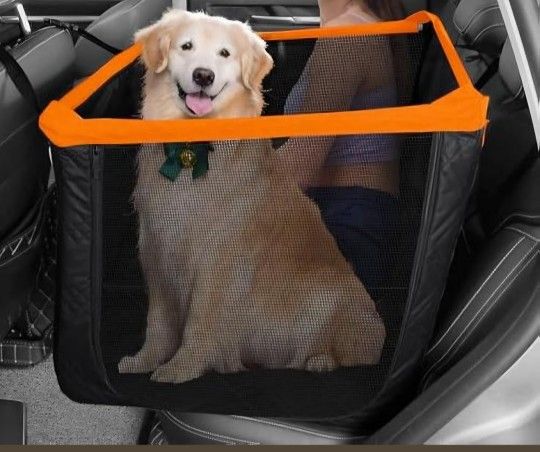Dog Car Seat for Large Dogs Pet Cat Booster Seat for Small Medium Hard Bottom Back Seat Extender for Dogs with Soft Removable Blanket Waterproof Dog H