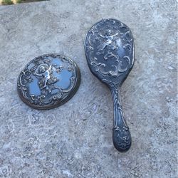 Antique Cherub Vanity Set  Silver ???