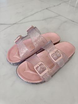 Pink Glitter Sandals Slides - size 12