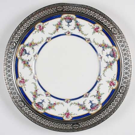 Royal Worcester Sterling Silver Rimmed Charger