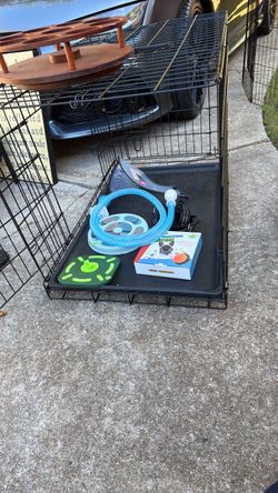 Dog Crate with lick mat, adjustable feeder, puzzle and