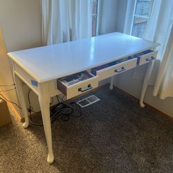 White 3 Drawer Desk - 48”W X 22” D x 29H 