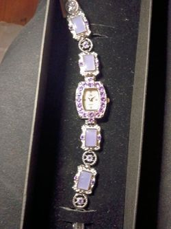 Vintage sterling silver women's amethyst lavender jade
