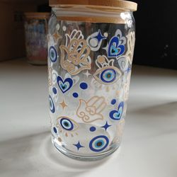 Custom Made Glass Cup "Evil Eye"