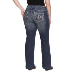 ARIAT Womens Dark Wash Western Entwined Mid Rise Stretch Trouser Plus Size Jeans