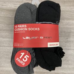 NWT Layer 8 Men’s Cushioned No Show Socks 15 Pairs 
