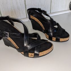 Cute Black Wedge Shoes  Size5